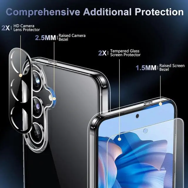 Alt view image 3 of 6 - Entronix Bundle Compatible with Galaxy S25 - [Hard] Clear Case, 2 Clear Clear Screen Protector & 2 Camera Lens Protectors