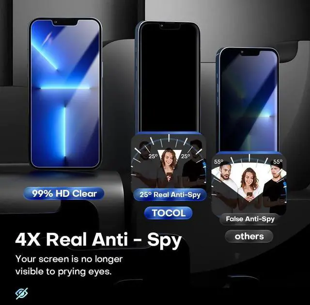 Alt view image 4 of 6 - Entronix Anti-Spy Privacy Screen Protector Compatible with iPhone 15 Pro Max - 3-Piece Combo