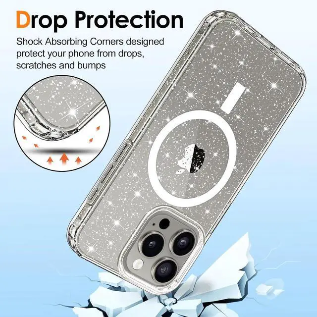 Alt view image 4 of 5 - Entronix [Magnetic] Case Compatible with iPhone 15 Plus - [Hard Back] Glitter Clear