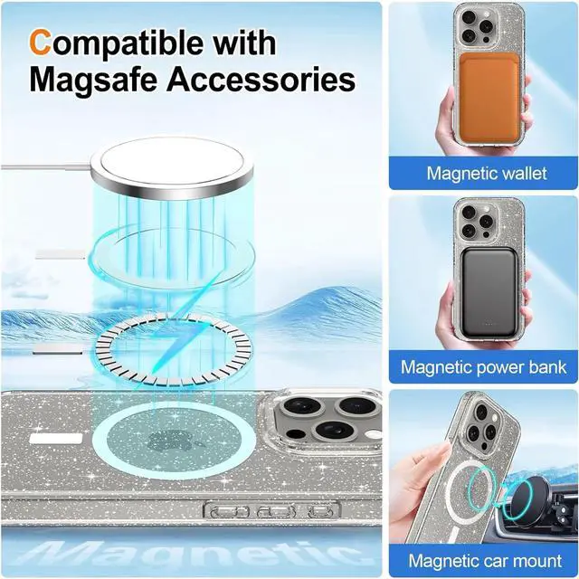 Alt view image 5 of 5 - Entronix [Magnetic] Case Compatible with iPhone 15 Plus - [Hard Back] Glitter Clear
