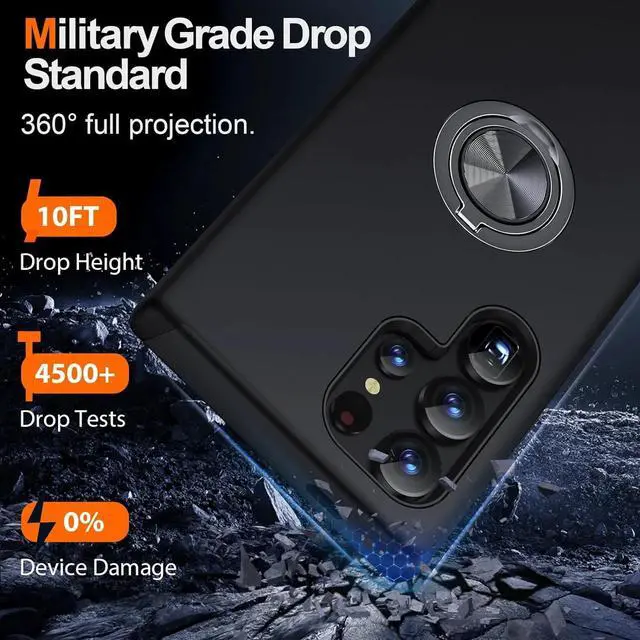 Alt view image 6 of 7 - Entronix Case Compatible with Galaxy S22 Ultra - 360º Circular Ring Gripstand