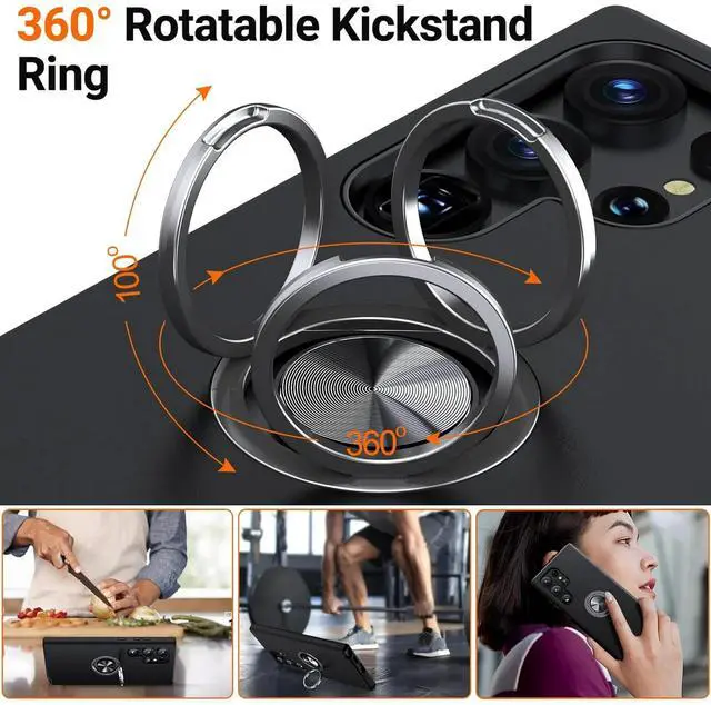 Alt view image 7 of 7 - Entronix Case Compatible with Galaxy S22 Ultra - 360º Circular Ring Gripstand
