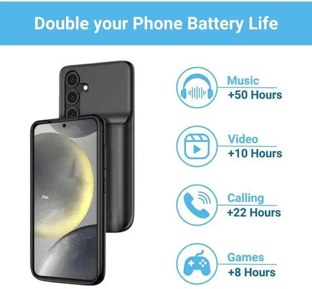 Alt view image 5 of 5 - Entronix Case Compatible with Galaxy S24 Plus - [10000mAh] Charging Powerbank Cover