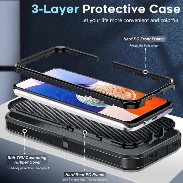 Alt view image 6 of 7 - Entronix Bundle Compatible with Galaxy S24 - Heavy Duty Case & 2 Clear Screen Protectors