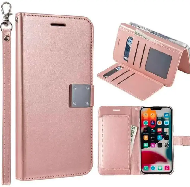Main image of Entronix Case Compatible with iPhone 14 Pro - Foldable Leather Wallet, Card Holder & Lanyard