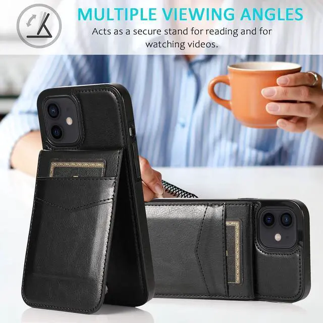 Alt view image 7 of 7 - Entronix Case Compatible with iPhone 14 Pro - [6 Slot Card Holder] Slim Leather Wallet