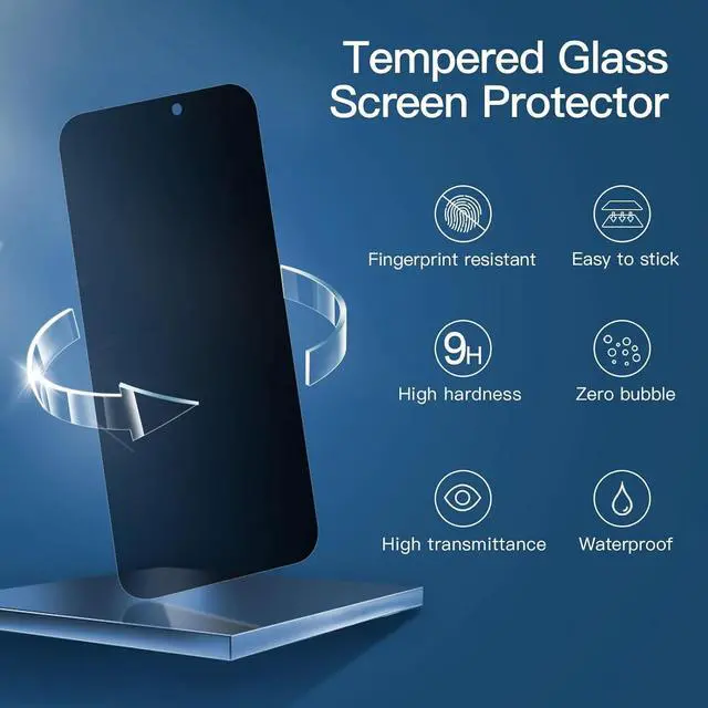 Alt view image 4 of 6 - Entronix Anti-Spy Privacy Screen Protector & Camera Lens Protector Compatible with iPhone 16 Pro Max - 2-Piece Combo