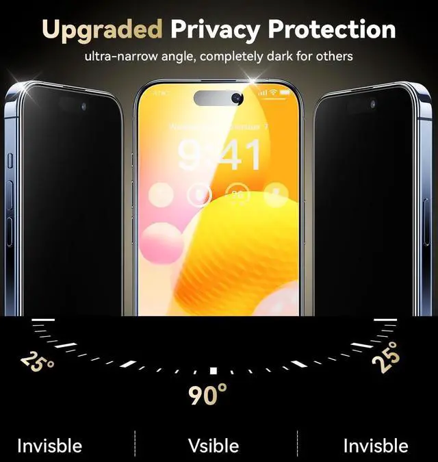 Alt view image 3 of 6 - Entronix Anti-Spy Privacy Screen Protector & Camera Lens Protector Compatible with iPhone 16 Pro Max - 2-Piece Combo