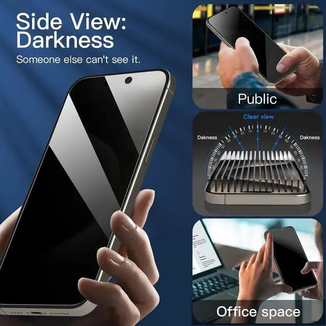 Alt view image 5 of 6 - Entronix Anti-Spy Privacy Screen Protector & Camera Lens Protector Compatible with iPhone 16 Pro Max - 2-Piece Combo