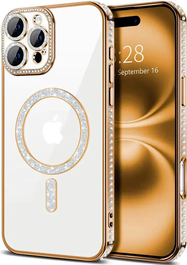 Main image of Entronix [Magnetic] Case Compatible with iPhone 16 Pro - [Clear Back] Luxury Diamonds