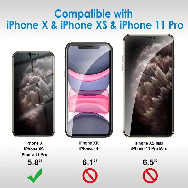 Alt view image 2 of 5 - Entronix Anti-Spy Privacy Screen Protector Compatible with iPhone X - 2-Piece Combo