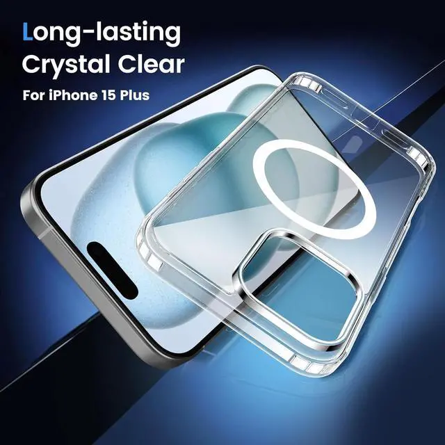 Alt view image 5 of 6 - Entronix [Magnetic] Case Compatible with iPhone 15 Plus - [Hard Back] Thick Clear