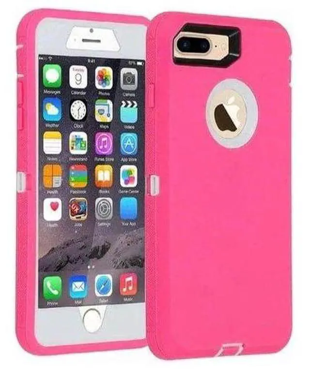 Alt view image 2 of 8 - iPhone 7 Plus and iPhone 8 Plus Heavy Duty Defender Case - Pink