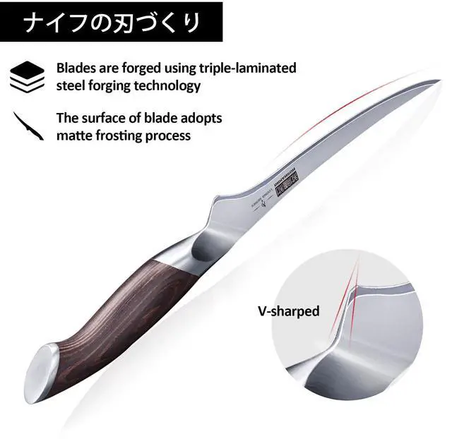 Alt view image 2 of 7 - HOSHANHO Fillet Knife 7 Inch, Super Sharp Boning Knife in High Carbon Steel AUS-10, Professional Japanese Fish Knife for Meat Poultry Cutting