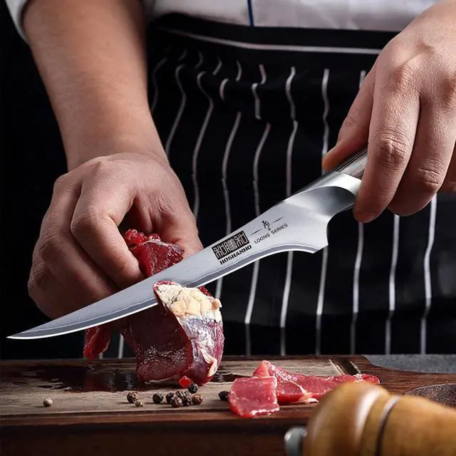 Alt view image 5 of 7 - HOSHANHO Fillet Knife 7 Inch, Super Sharp Boning Knife in High Carbon Steel AUS-10, Professional Japanese Fish Knife for Meat Poultry Cutting