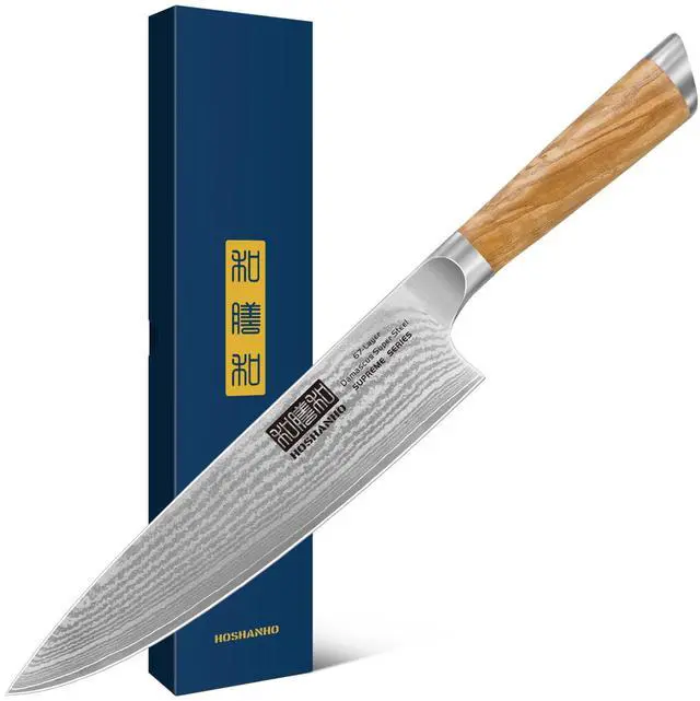 Main image of HOSHANHO Damascus Chef Knife 8 Inch, Professional 67 Layers VG-10 Super Steel Kitchen Knife, Ultra Sharp Japanese Knife with Durable Ergonomic Olive Wood Handle