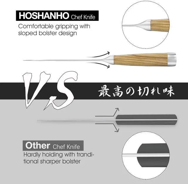 Alt view image 4 of 7 - HOSHANHO Damascus Chef Knife 8 Inch, Professional 67 Layers VG-10 Super Steel Kitchen Knife, Ultra Sharp Japanese Knife with Durable Ergonomic Olive Wood Handle