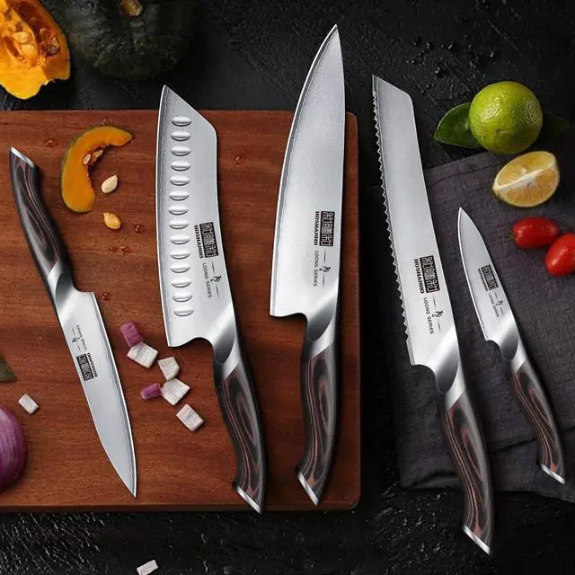 Alt view image 6 of 7 - HOSHANHO Knife Set with Magnetic Knife Holder, 6 Pieces Japanese AUS-10 High Carbon Stainless Steel Kitchen Knife Set, Ultra Sharp Professional Chef Knives Sets