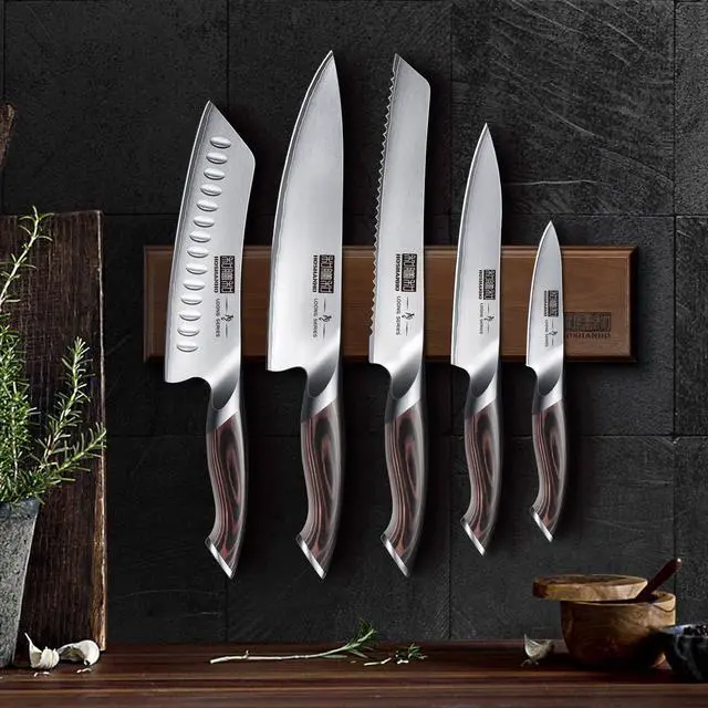 Alt view image 7 of 7 - HOSHANHO Knife Set with Magnetic Knife Holder, 6 Pieces Japanese AUS-10 High Carbon Stainless Steel Kitchen Knife Set, Ultra Sharp Professional Chef Knives Sets