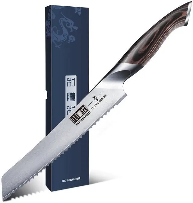Main image of HOSHANHO Bread Knife 8 inch, Japanese AUS-10 High Carbon Stainless Steel Serrated Bread Knife, Professional Bread Cutting Knife for Homemade Bread