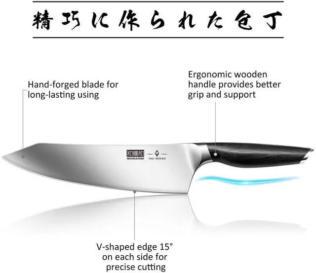 Alt view image 2 of 7 - HOSHANHO 16-Piece Kitchen Knife Set with Block, Powder Steel High Carbon Steel Knife Block Set, Ultra Sharp Professional Chef Knife Set with Sharpener