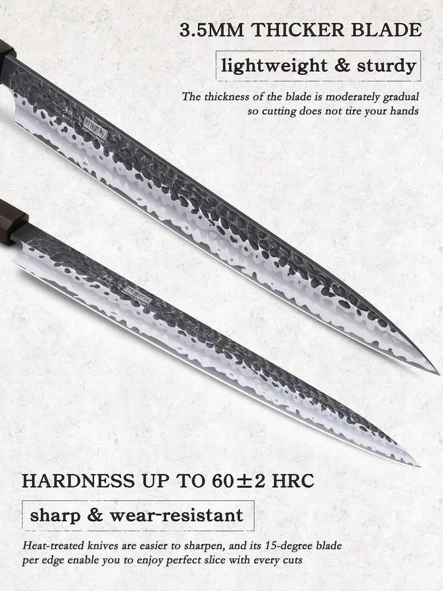Alt view image 3 of 6 - HOSHANHO Sushi Knife 10 Inch, Hand Forged VG10 Super Steel Yanagiba, Japanese Sashimi Kitchen Chef Knife for Cutting Sushi & Fish Filleting