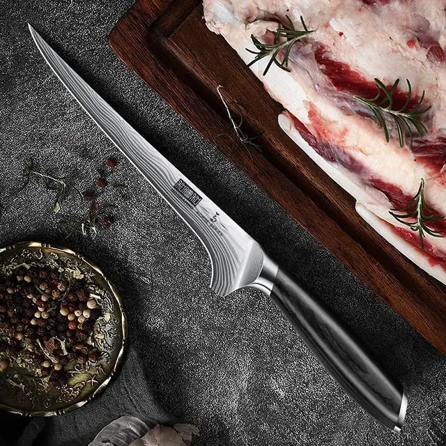 Alt view image 5 of 6 - HOSHANHO Fillet Knife 7 Inch, Razor Sharp Boning Knife for Meat Poultry Chicken Cutting, Japanese High Carbon Powder Steel Fish Knives with Flexible Blade and Pakkawood Handle