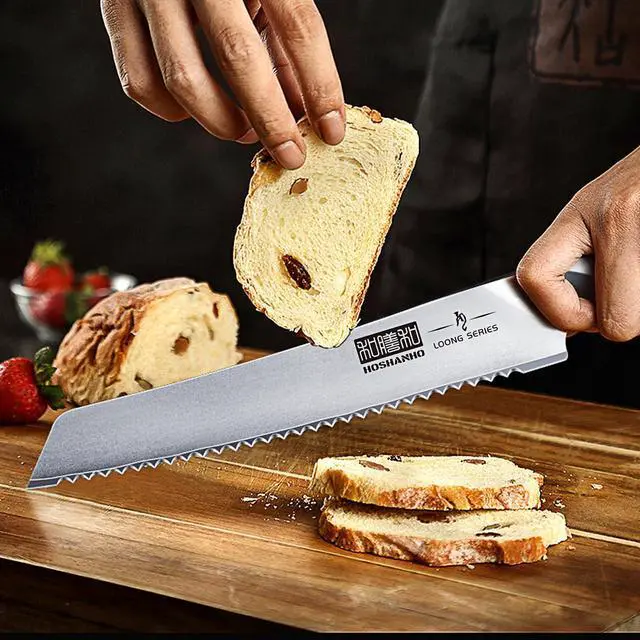 Alt view image 5 of 6 - HOSHANHO Bread Knife 8 inch, Japanese AUS-10 High Carbon Stainless Steel Serrated Bread Knife, Professional Bread Cutting Knife for Homemade Bread