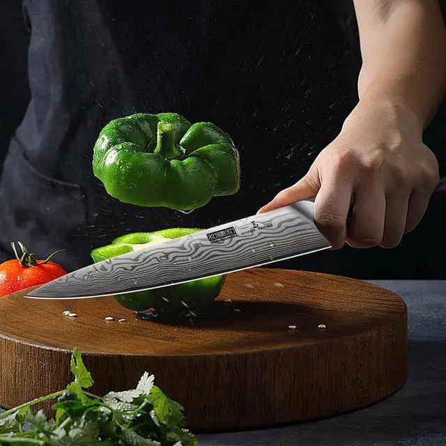 Alt view image 6 of 7 - HOSHANHO 16-Piece Knife Set with Block, Ultra Sharp High Carbon Powder Steel Knife Block Set, Chef Knife Set Professional Kitchen Knives Set with Sharpener and Pakkawood Handle