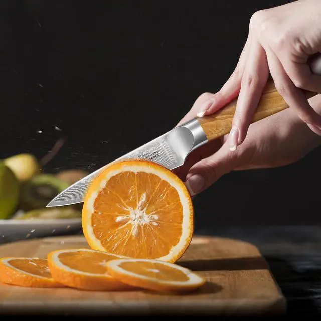 Alt view image 7 of 7 - HOSHANHO Damascus Kitchen Knife Set 3-Piece, Ultra Sharp 8" Chef Knife, 7" Santoku Knife, 3.75" Paring Knife, Professional VG-10 Damascus Super Steel Chef Knife Set with Ergonomic Handle