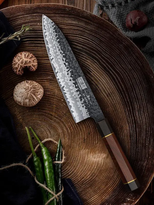 Alt view image 6 of 7 - HOSHANHO 8 Inch Japanese Gyuto Chef Knife, 7 Layers High Carbon Steel VG-10 Kitchen Knife, Professional Hand Forged Cooking Knife with Ergonomic Rosewood Handle