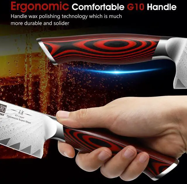 Alt view image 4 of 7 - HOSHANHO 8 Inch Damascus Chef Knife, Professional VG-10 Damascus Super Steel Kitchen Knife, Ultra Sharp Cooking Knife with Ergonomic G10 Handle