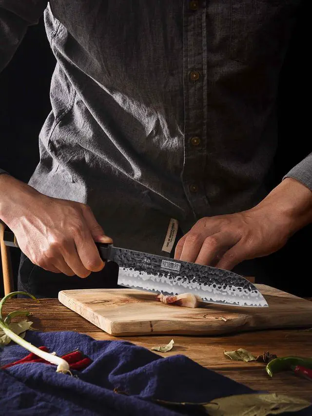 Alt view image 5 of 7 - HOSHANHO Chef's Santoku Knife 7 Inch, Professional Japanese VG-10 Super Steel Chef Knife, Ultra Sharp Kitchen Knife with Octagonal Rosewood Handle