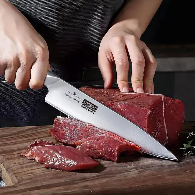 Alt view image 5 of 7 - HOSHANHO 8-Piece Kitchen Knife Set, Japanese AUS-10 Super Steel Knife Set with Block, Professional Ultra Sharp Chef Knife Set with Scissors