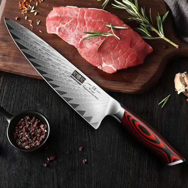Alt view image 7 of 7 - HOSHANHO 8 Inch Damascus Chef Knife, Professional VG-10 Damascus Super Steel Kitchen Knife, Ultra Sharp Cooking Knife with Ergonomic G10 Handle