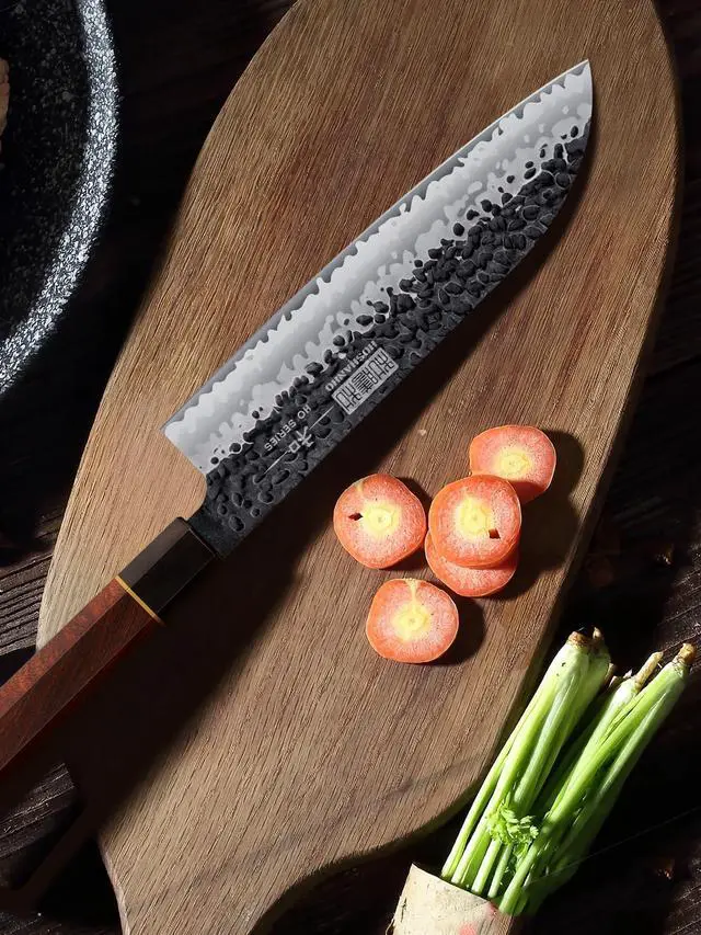 Alt view image 6 of 7 - HOSHANHO Chef's Santoku Knife 7 Inch, Professional Japanese VG-10 Super Steel Chef Knife, Ultra Sharp Kitchen Knife with Octagonal Rosewood Handle