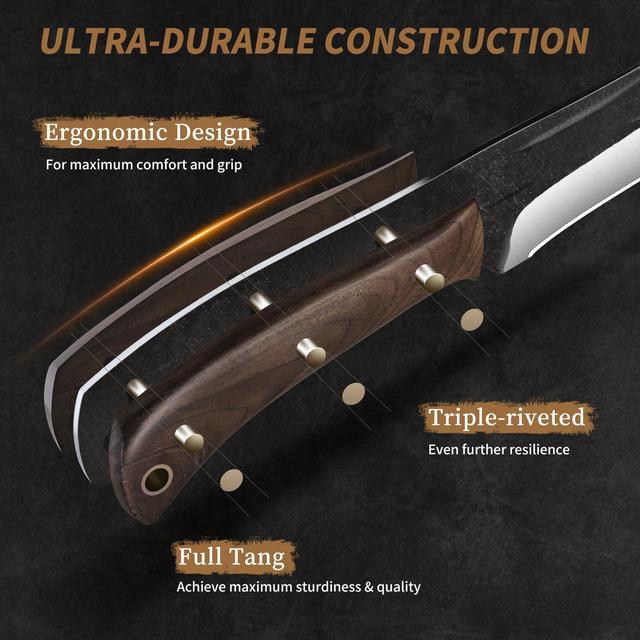 Alt view image 4 of 7 - HOSHANHO Butcher Knife Set, 3-Piece Super Sharp Hand Forged Set, Includes Fillet, Dividing & Paring Knives, Upgraded High Carbon Stainless Steel Meat Cutting Set for Home & Outdoor