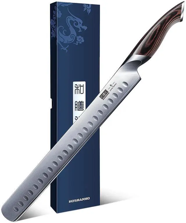 Main image of HOSHANHO Carving Knife 12 Inch, Japanese AUS-10 Slicing Knife with Ergonomic Pakkawood Handle, Razor Sharp Brisket Knife for Meat Cutting, BBQ, Turkey