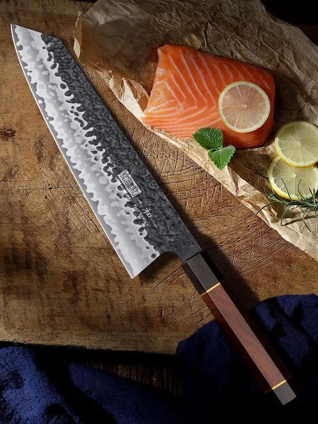 Alt view image 6 of 7 - HOSHANHO 9 Inch Kiritsuke Chef Knife, Japanese Hand Forged 7 Layers VG-10 Steel Kitchen Knife, Professional Gyuto Chef's Knife with Ergonomic Rosewood Handle