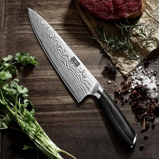 Alt view image 5 of 7 - HOSHANHO 5 Pieces Knife Set, Professional Powder Steel Chef Knife Set, Ultra Sharp Japanese Kitchen Knives Set with Ergonomic Pakkawood Handle