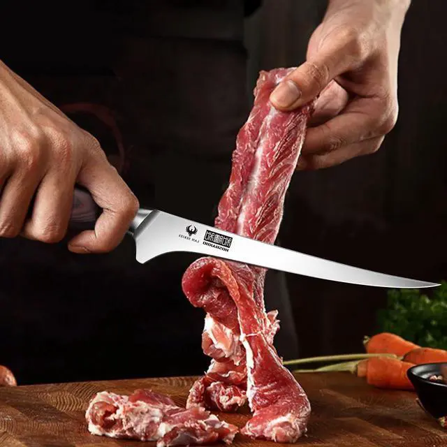 Alt view image 6 of 7 - HOSHANHO Fillet Knife 7 Inch, Professional High Carbon Stainless Steel Boning Knife for Meat, Ultra Sharp Japanese Fish Fillet Knife with Ergonomic Wood Handle