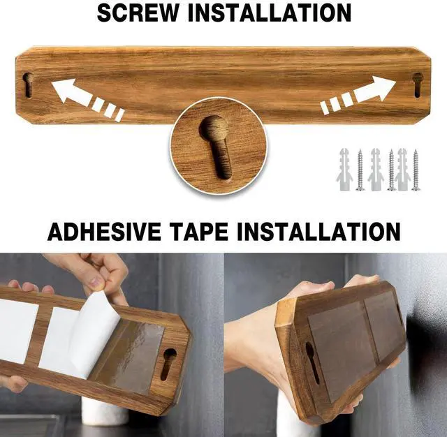 Alt view image 4 of 7 - HOSHANHO Magnetic Knife Holder for Wall 16 inch, Acacia Wood Magnetic Knife Strips, Knife Magnetic Strips Knife Bar for Art Supply Organizer & Tool Holder