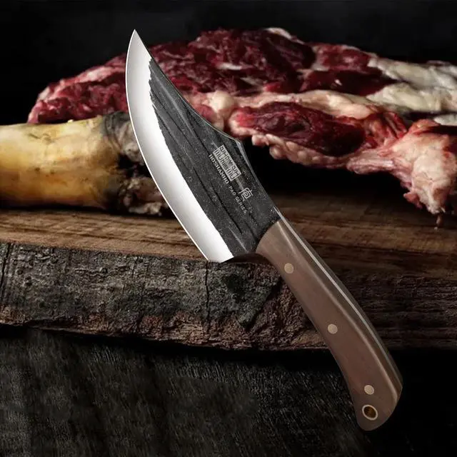 Alt view image 7 of 7 - HOSHANHO Butcher Knife Set, Hand Forged Butcher Chef Knife Set with Roll Bag, Sharp Kitchen Knife Set of Meat Cleaver Knife Bone Chopper Knife Fillet Knife Set for Home & Camping & BBQ Gift for Men