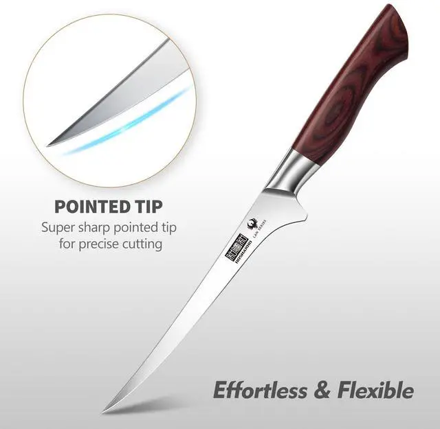 Alt view image 3 of 7 - HOSHANHO Fillet Knife 7 Inch, Professional High Carbon Stainless Steel Boning Knife for Meat, Ultra Sharp Japanese Fish Fillet Knife with Ergonomic Wood Handle
