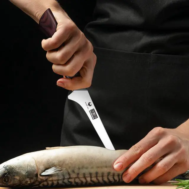Alt view image 5 of 7 - HOSHANHO Fillet Knife 7 Inch, Professional High Carbon Stainless Steel Boning Knife for Meat, Ultra Sharp Japanese Fish Fillet Knife with Ergonomic Wood Handle