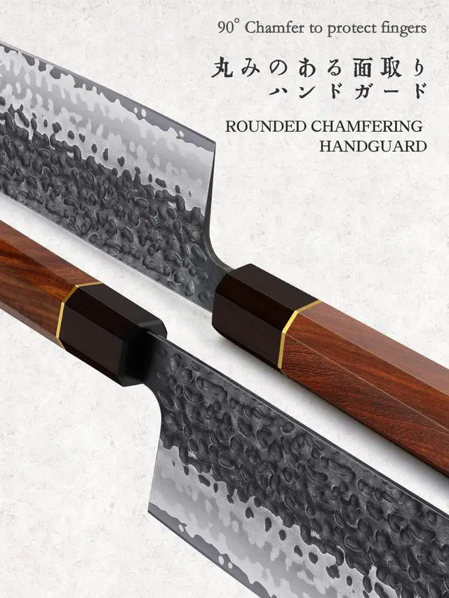 Alt view image 4 of 6 - HOSHANHO 7 Inch Nakiri Knife, Japanese Hand Forged VG-10 Asian Chopping Chef Knife, Professional Meat Vegetable Cleaver Kitchen Knife with Ergonomic Handle