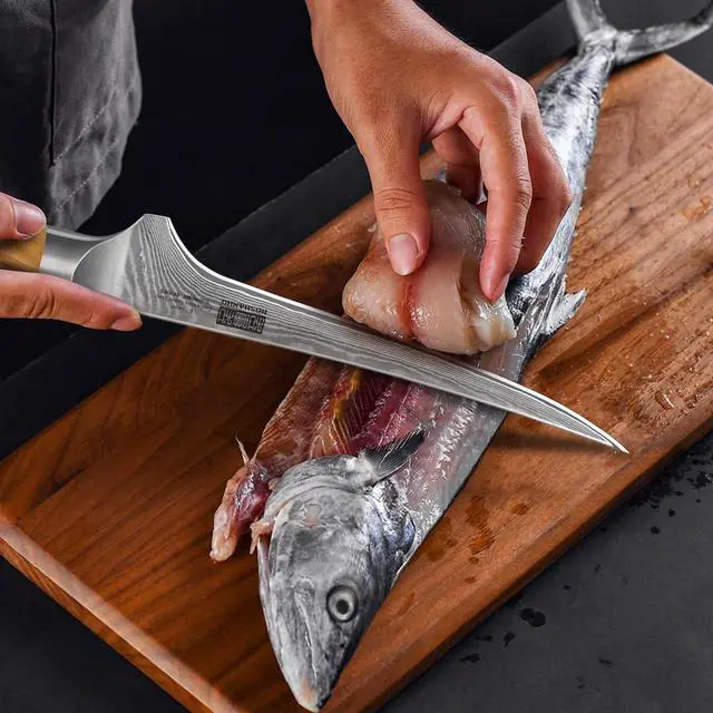 Alt view image 6 of 7 - HOSHANHO 7 Inch Damascus Fillet Knife, Professional VG-10 Super Steel Japanese Boning Knife, Ultra Sharp Fish Knife with Ergonomic Olive Wood Handle