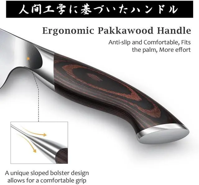 Alt view image 4 of 7 - HOSHANHO 7 Inch Nakiri Knife, Japanese AUS-10 High Carbon Stainless Steel Chef Knife, Multipurpose Meat Vegetable Sharp Kitchen Knife with Ergonomic Pakkawood Handle