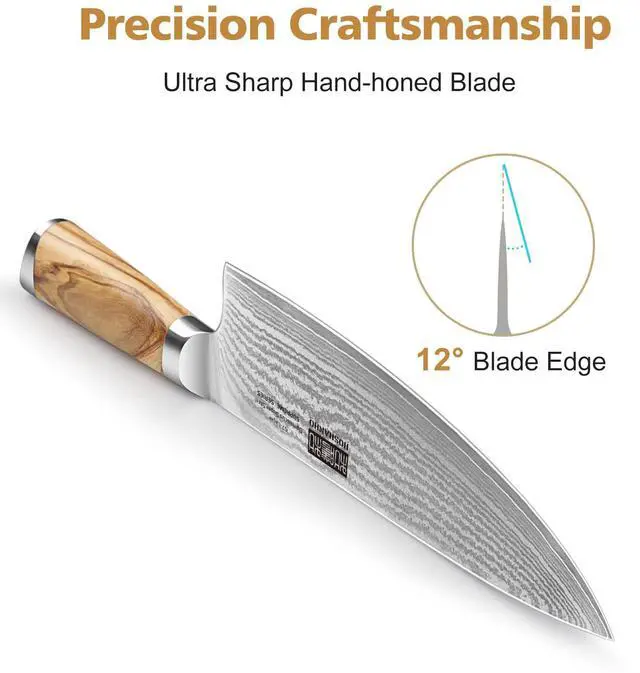 Alt view image 4 of 7 - HOSHANHO Knife Set with Block 7-Piece, Professional 67-layer Damascus Super Steel Kitchen Knife Sets for Cooking, Ultra Sharp Knife Set with Sharpener