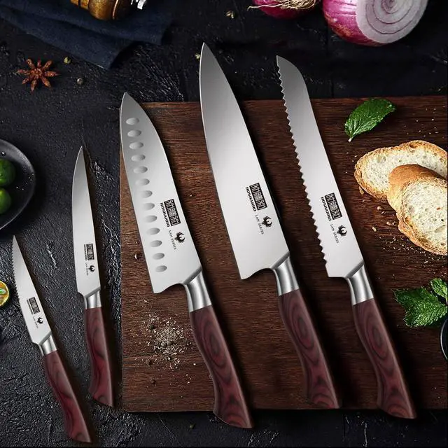 Alt view image 7 of 7 - HOSHANHO Kitchen Knife Set with Block 18-Piece, Super Sharp High Carbon Stainless Steel Chef Knife Set, Professional Cutlery Knife Set with Sharpener